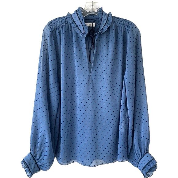 SANDRO Woman Blouse  Dotted Swiss high-neck top Coquettecore  Size 4 - Picture 5 of 11